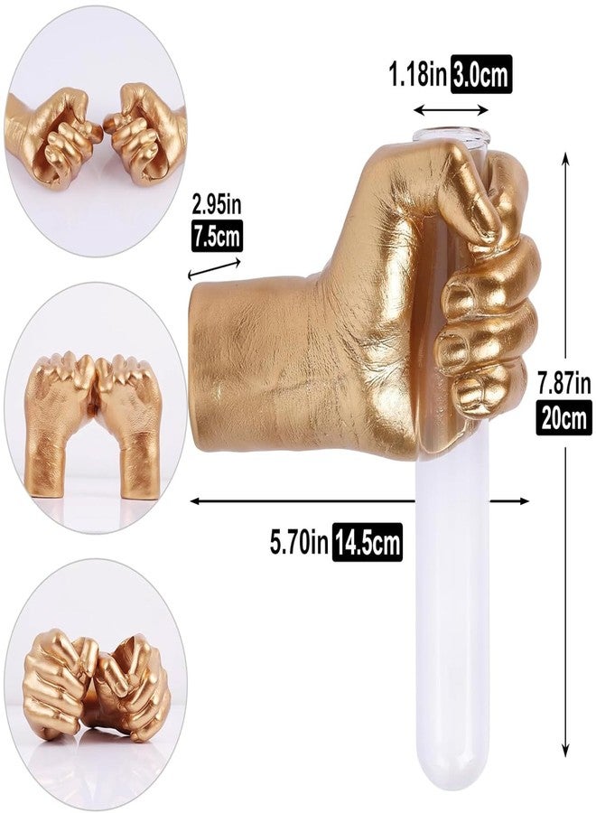 SHENGTIAN 2Pcs Resin Wall-Mounted Hand Test Tube Vase | Gold Wall Decor, Wall Vase & Art, Home Decor, Maximalist Decor & Unique Wall Decor, Wall Planter for Living Room, Entryway & Office, Plant Holder - Image 3